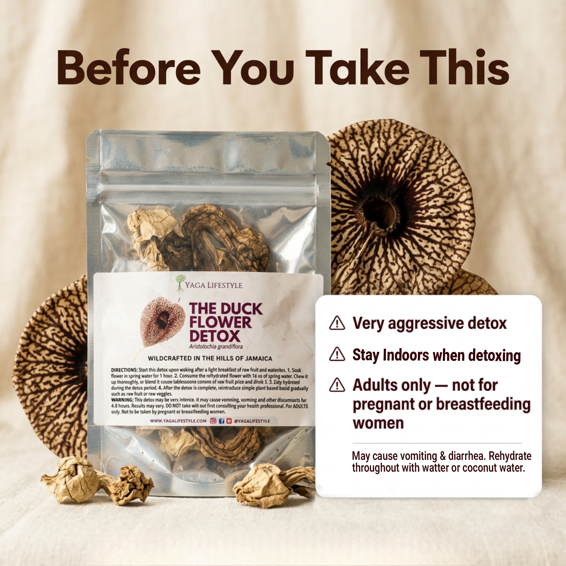 Duck Flower Detox - Flor de Pato, Palo Guaco, Dr Sebi Approved Alkaline Herbal Cleanse