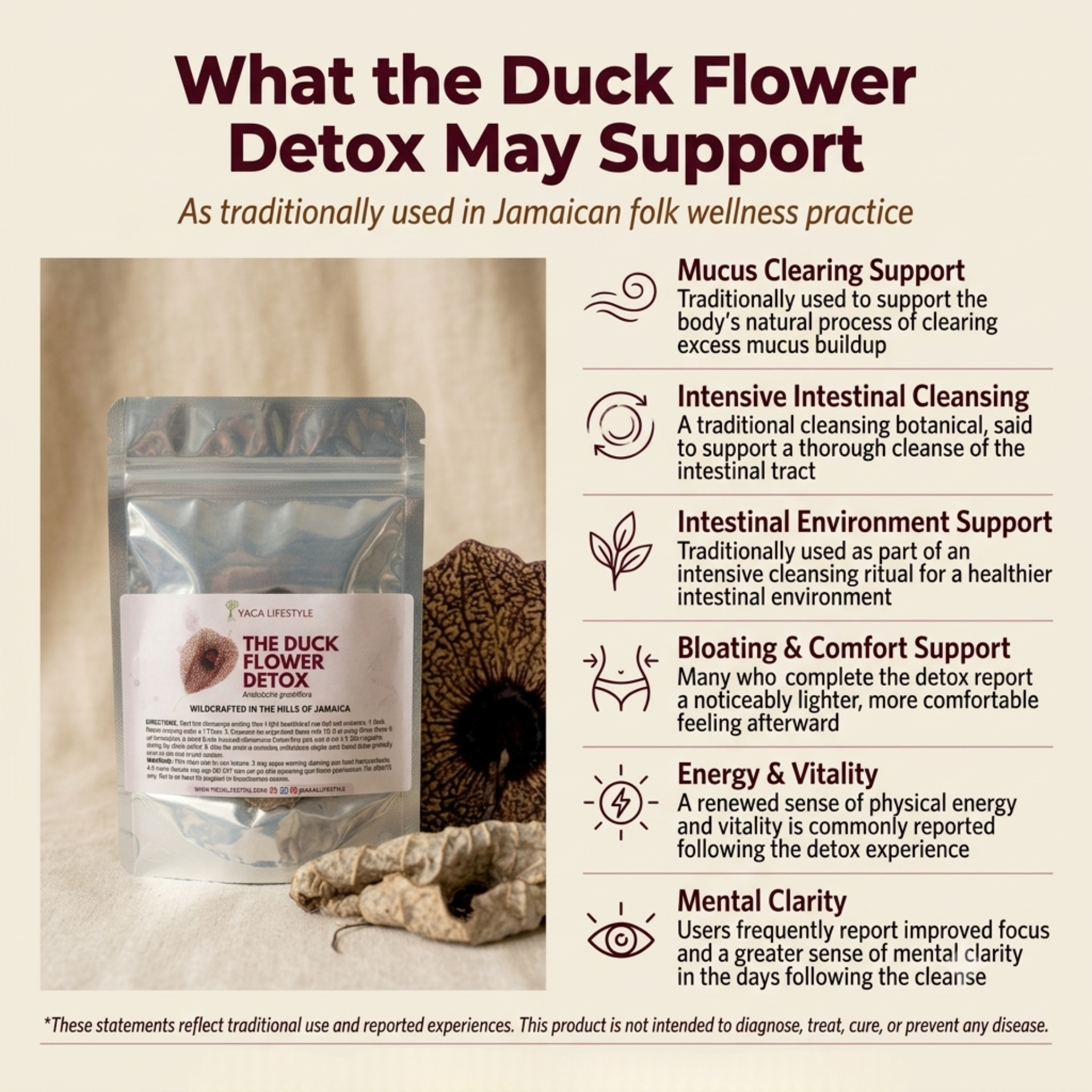 Duck Flower Detox - Flor de Pato, Palo Guaco, Dr Sebi Approved Alkaline Herbal Cleanse