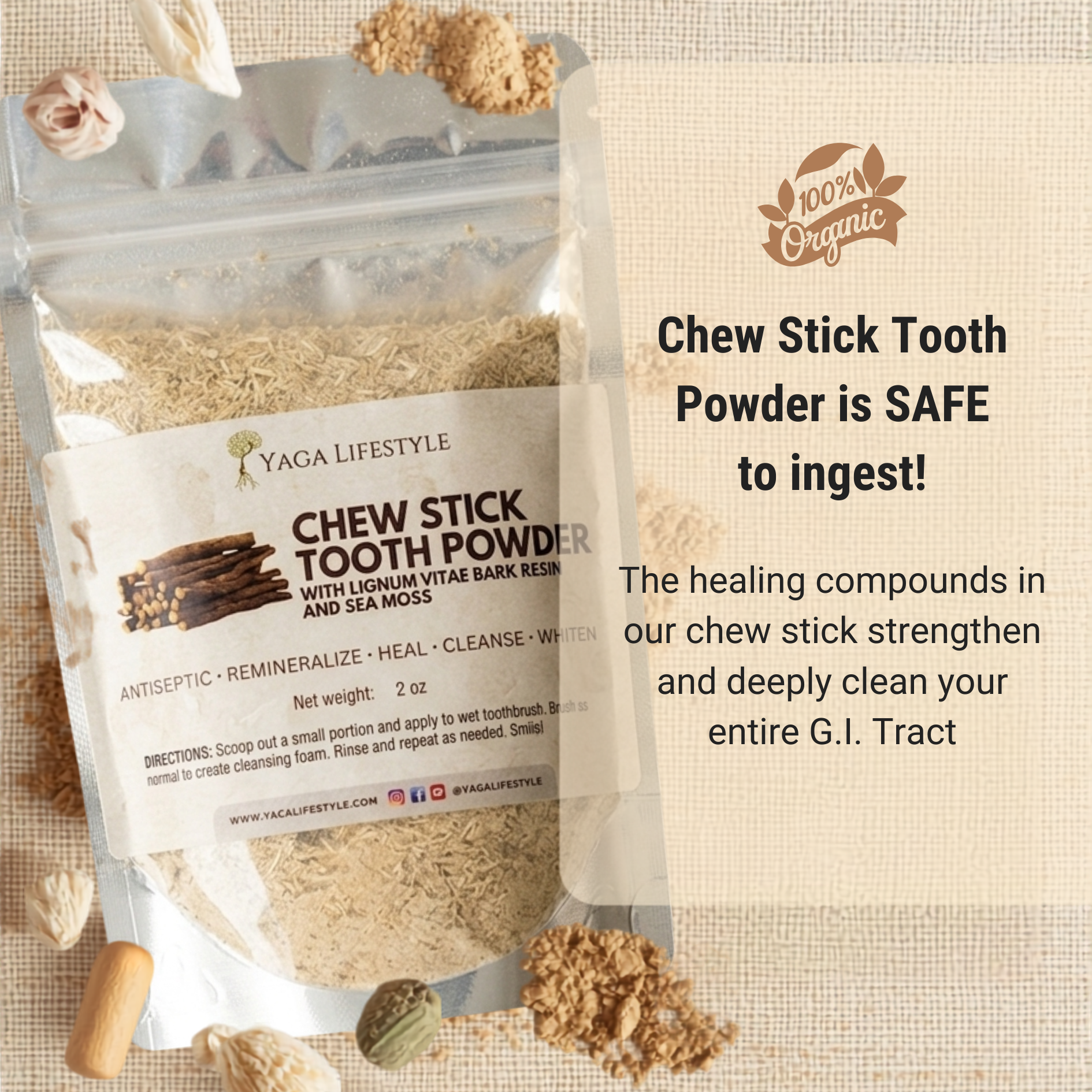 Jamaican Chew Stick Herbal Tooth Powder