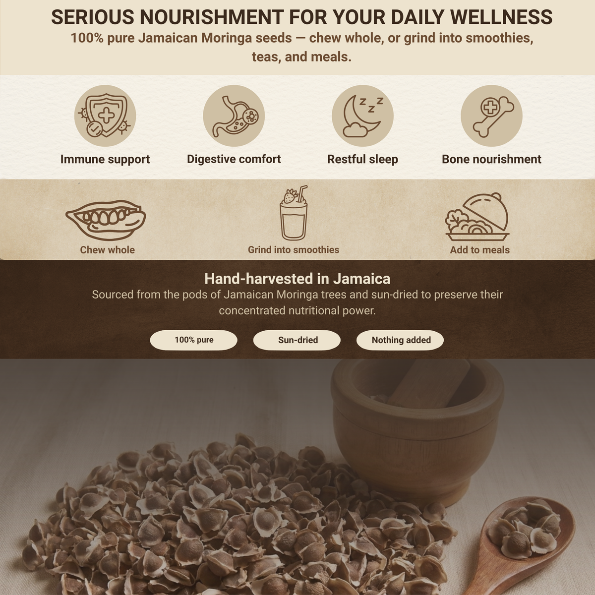 Jamaican Moringa Oleifera Seeds (Raw, Organic)