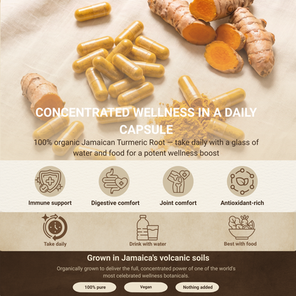 Organic Jamaican Turmeric Supplement - 60 Vegan Capsules