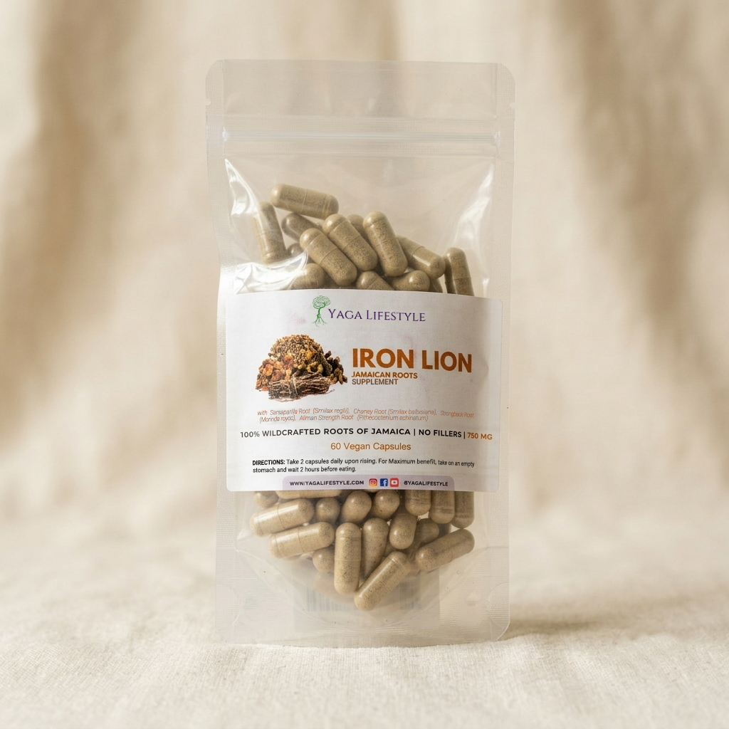 Iron Lion Capsules | Jamaican Roots Tonic Supplement with Sarsaparilla, Chaney Root (Cocolmeca), Strongback, Allman Strength