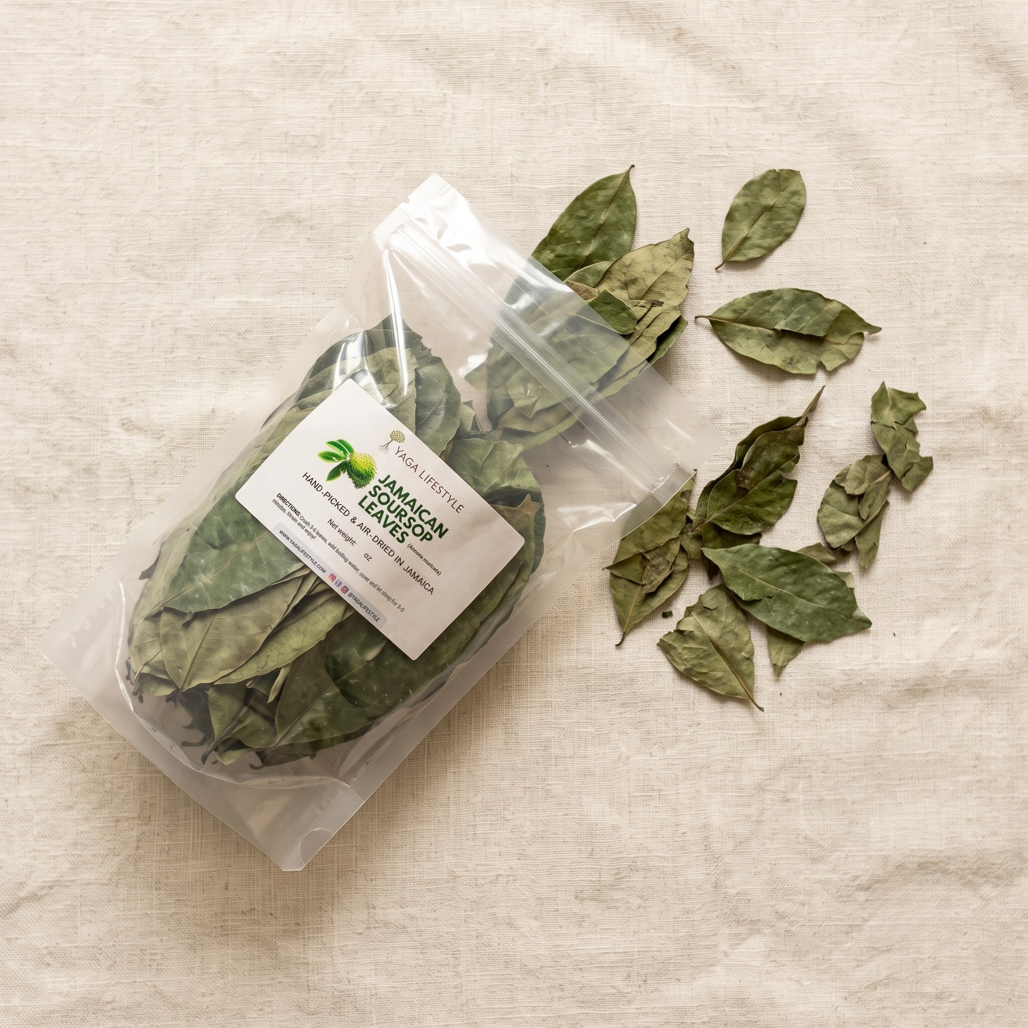 Jamaican Soursop Leaves (Hand-picked, Air-dried whole leaves)