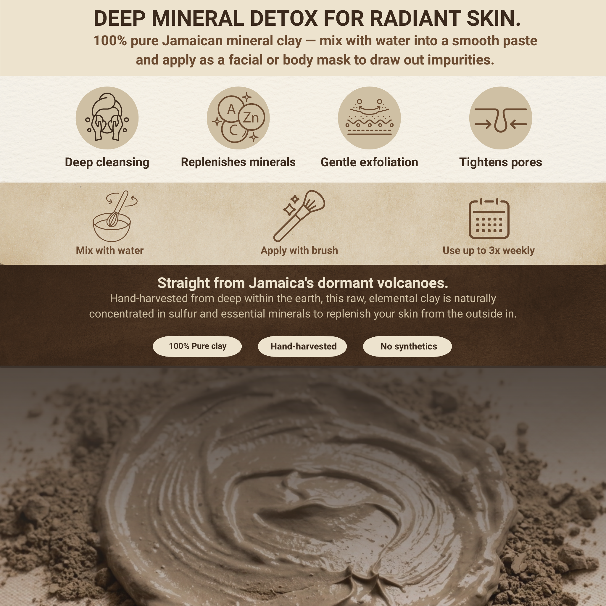 Yaga Mud | Volcanic Mineral Clay Mask for Face and Body | 4 oz