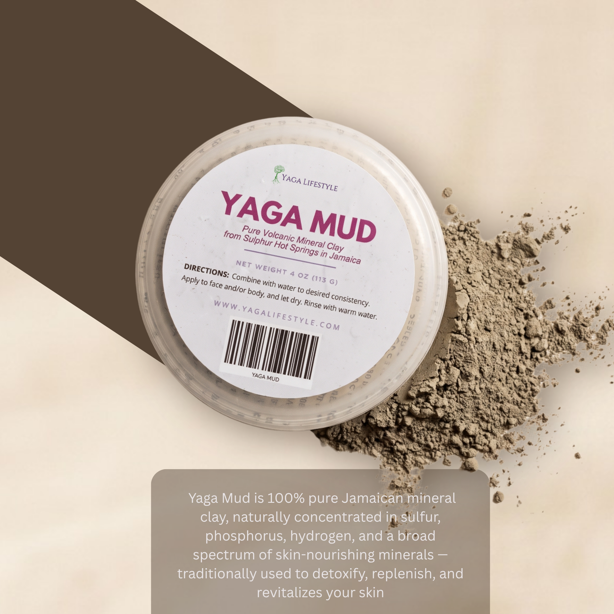 Yaga Mud | Volcanic Mineral Clay Mask for Face and Body | 4 oz